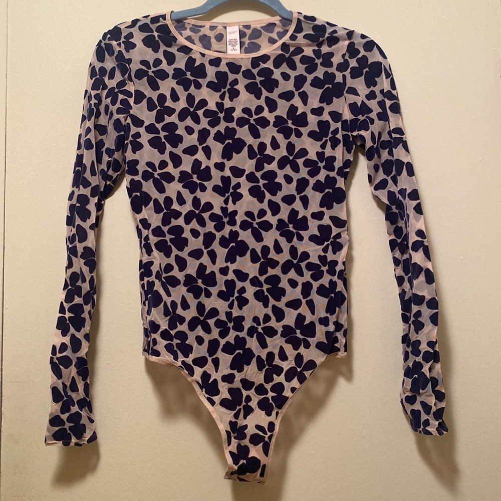 Victoria’s Secret floral burnout thong body suit - size Medium